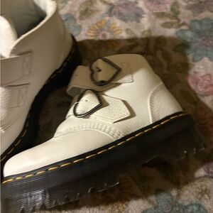 Dr. Martens Devon Heart White Leather Boots